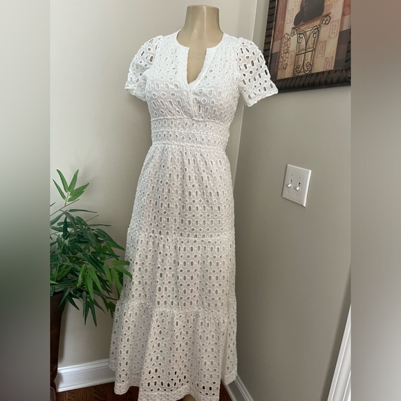 ANTHROPOLOGIE The Somerset Collection Eyelet Edition Maxi Dress White Size XXS - Picture 7 of 15